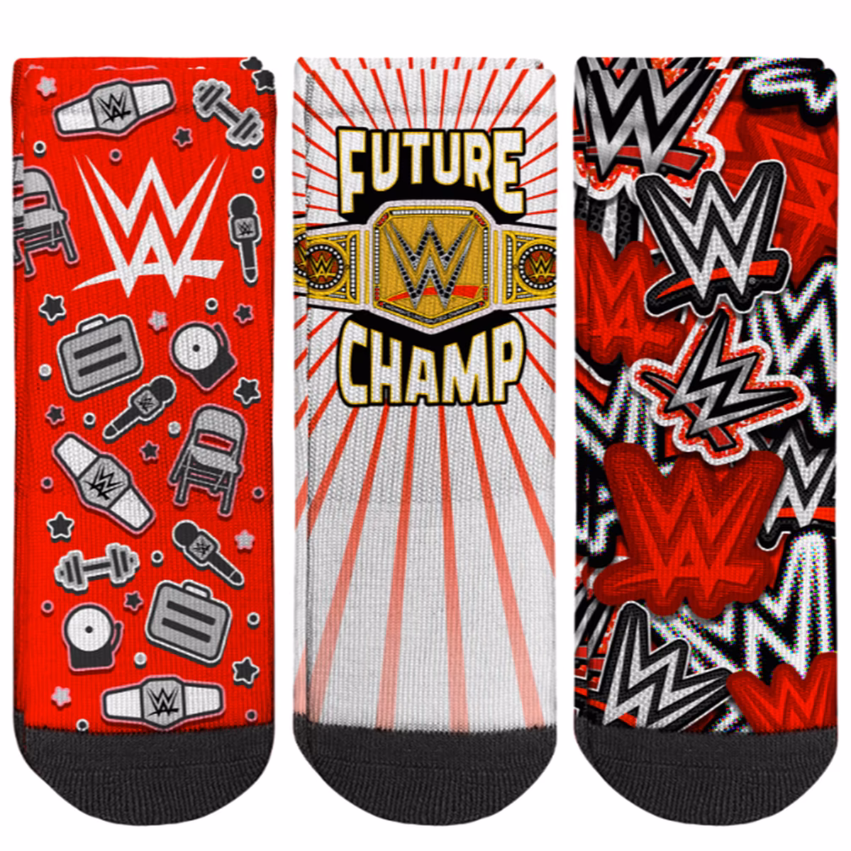 Girls Toddler Rock Em WWE Merchandise Future Champ 3-Pack Crew Socks 3 Girls Toddler Rock Em WWE Merchandise Future Champ 3-Pack Crew Socks