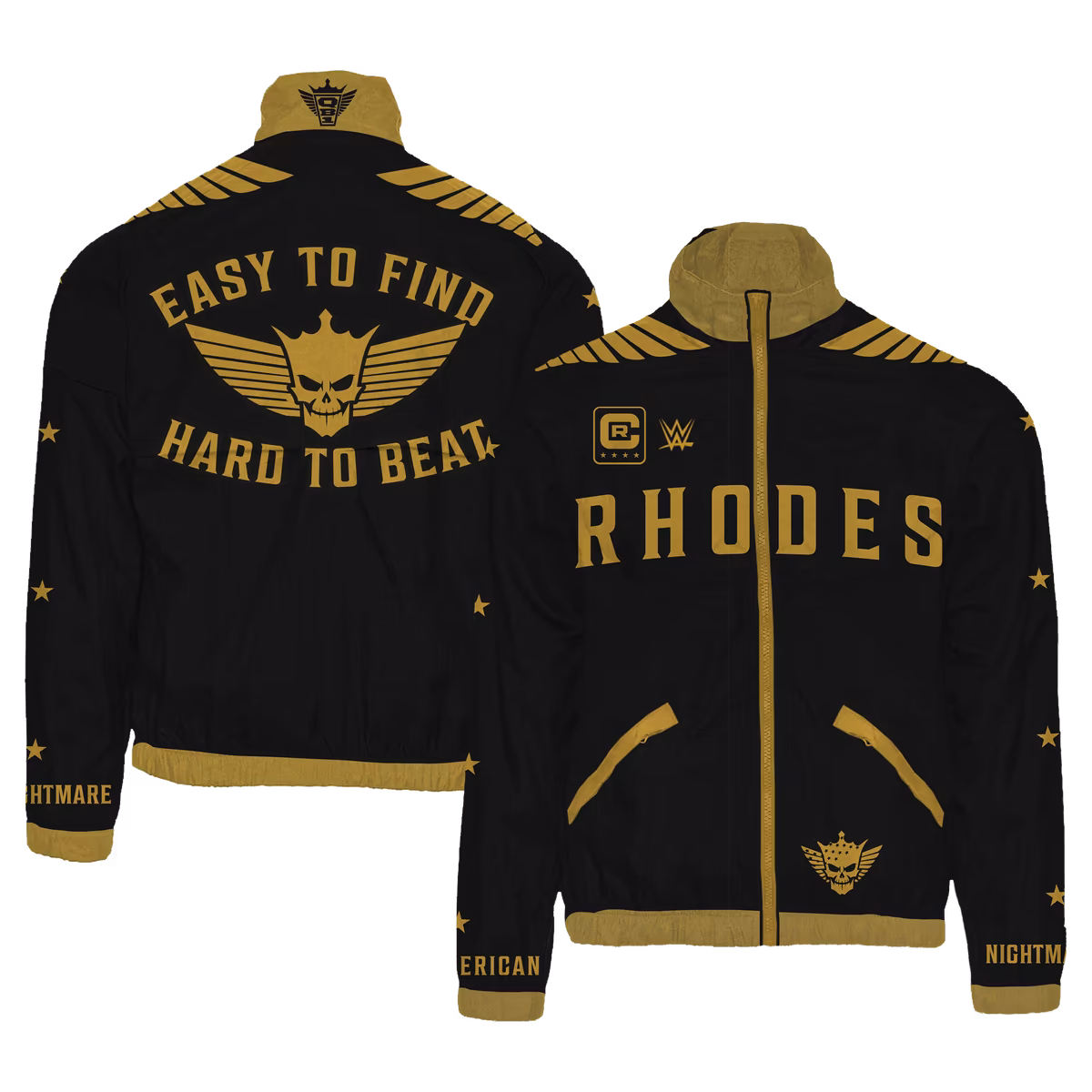 Men's Black/Gold Cody Rhodes Easy To Find Hard To Beat Full-Zip Windbreaker Jacket 2 Men's Black/Gold Cody Rhodes Easy To Find Hard To Beat Full-Zip Windbreaker Jacket