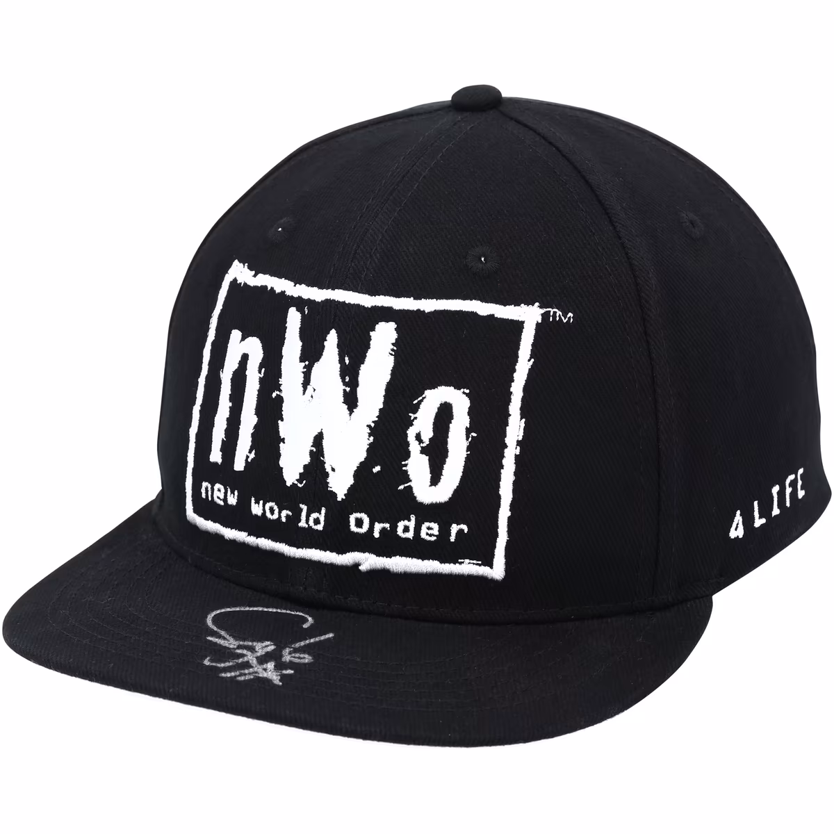 Syxx WWE Autographed Black/White NWO 4 Life Snapback Cap