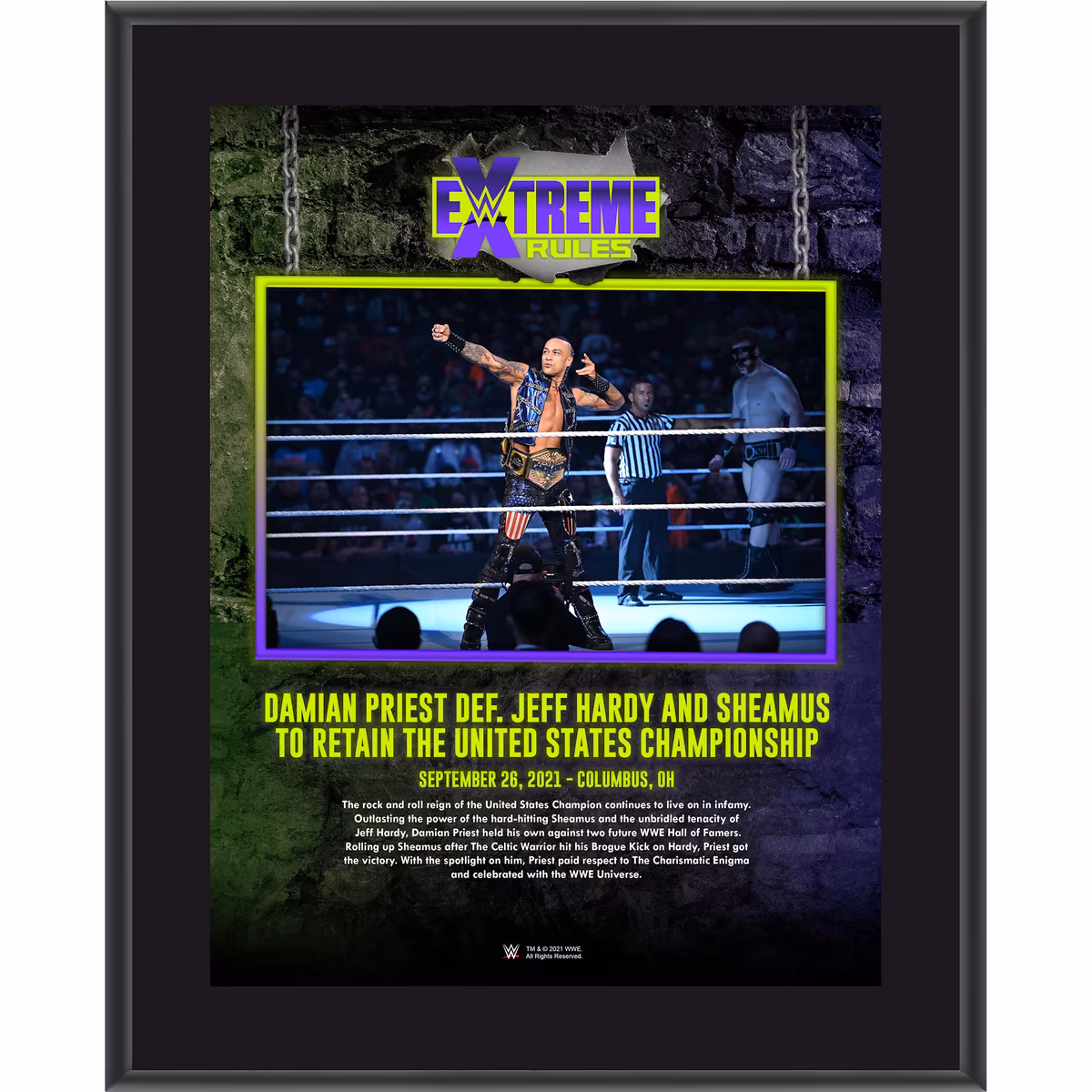 Damian Priest WWE Framed 10.5" x 13" 2021 Extreme Rules Sublimated Collage 2 Damian Priest WWE Framed 10.5" x 13" 2021 Extreme Rules Sublimated Collage