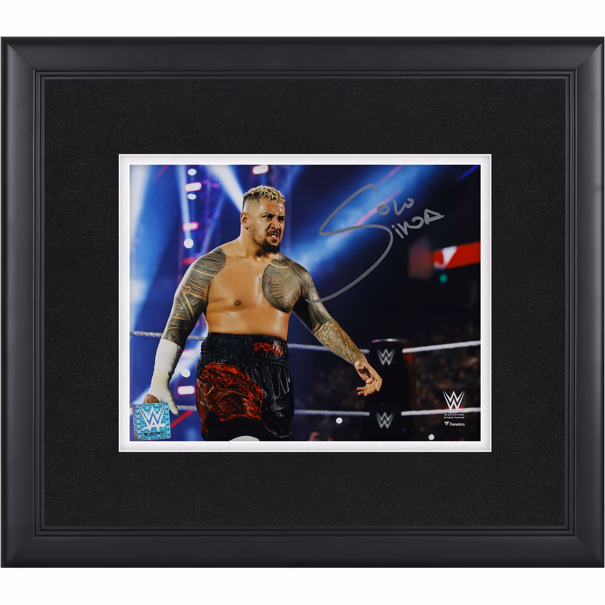 Solo Sikoa WWE Autographed Framed 8" x 10" Standing In Ring Photograph