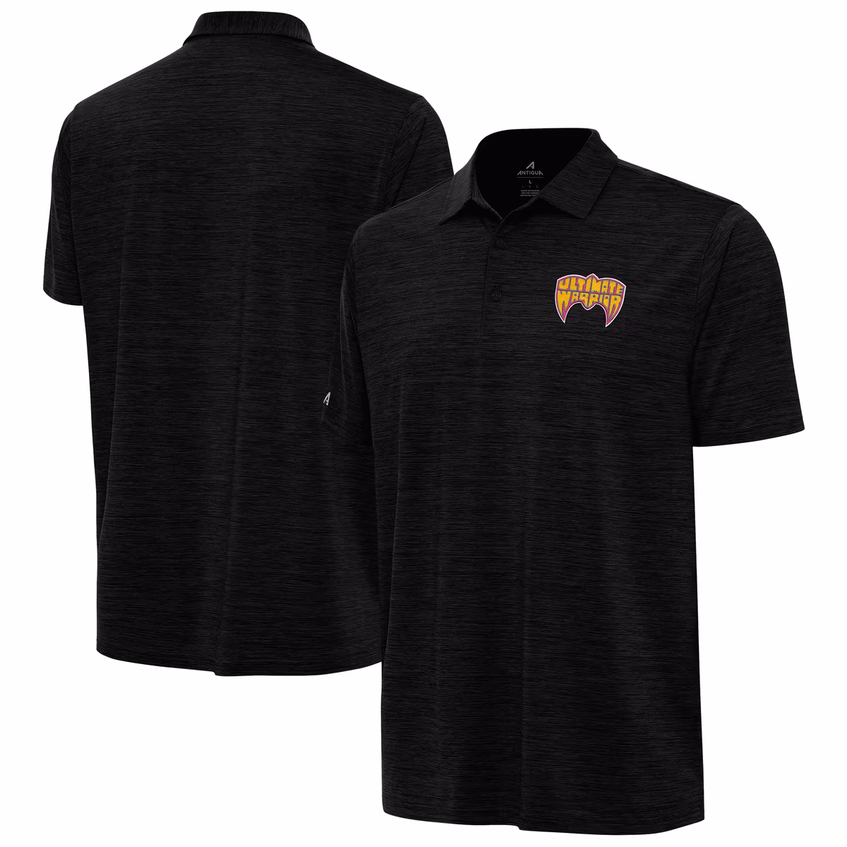 Men's Antigua Heather Black The Ultimate Warrior Layout Polo 8 Men's Antigua Heather Black The Ultimate Warrior Layout Polo