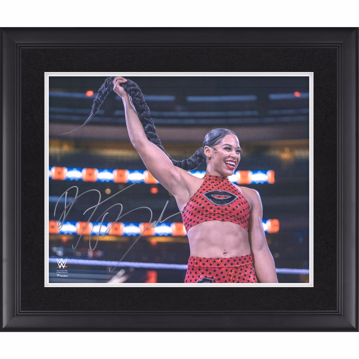 Bianca Belair WWE Autographed Framed 16" x 20" In Ring Whipping Hair Photograph 1 Bianca Belair WWE Autographed Framed 16" x 20" In Ring Whipping Hair Photograph