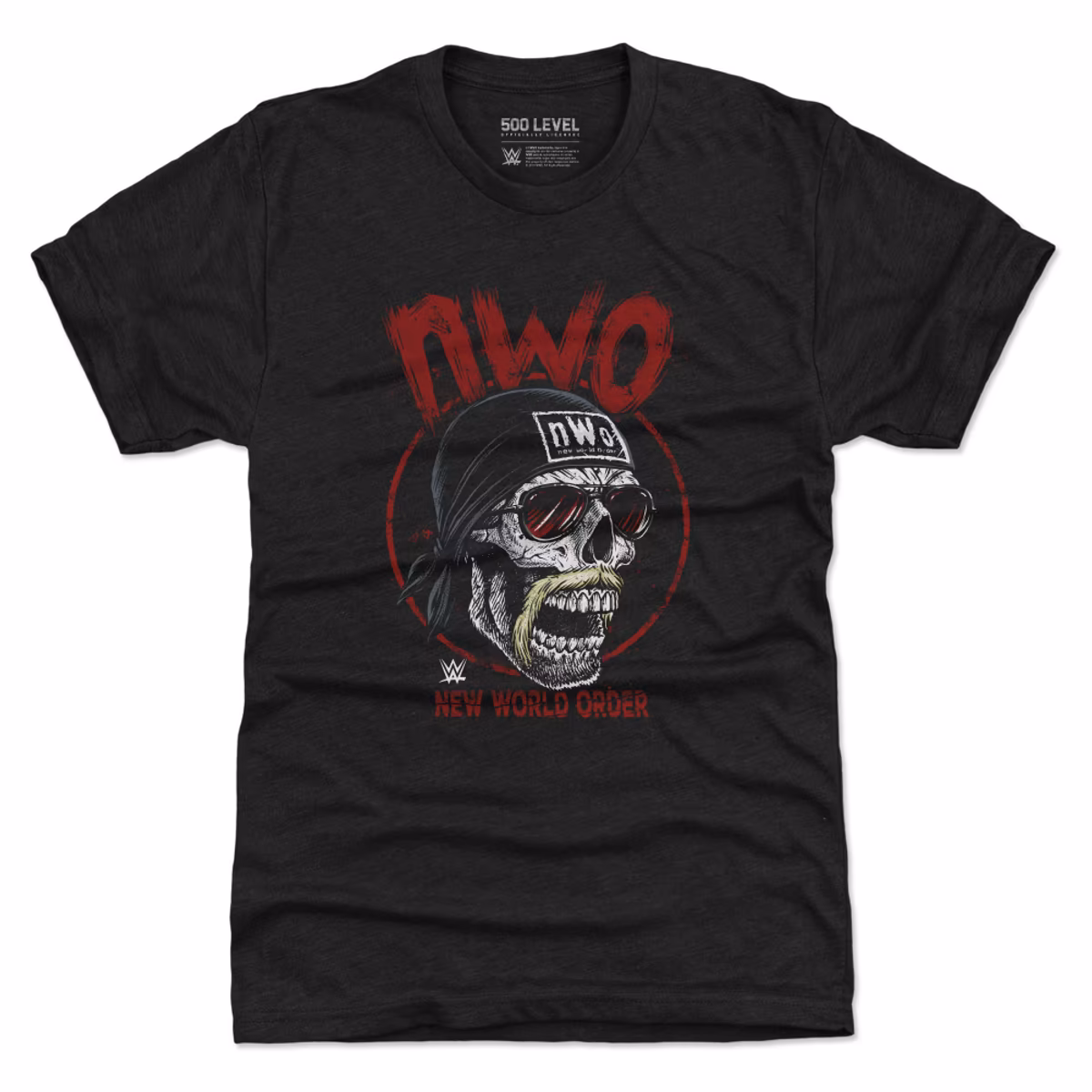 Men's 500 Level Heather Black nWo Hogan Skull Tri-Blend T-Shirt 2 Men's 500 Level Heather Black nWo Hogan Skull Tri-Blend T-Shirt