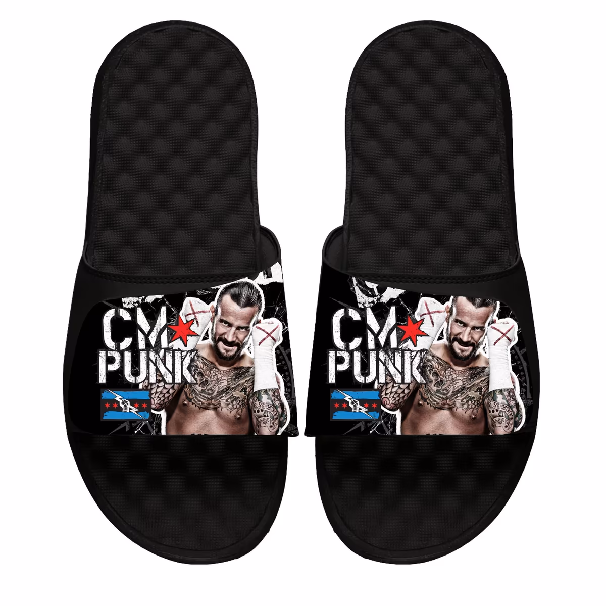 Unisex ISlide Black CM Punk Collage Slide Sandals 2 Unisex ISlide Black CM Punk Collage Slide Sandals