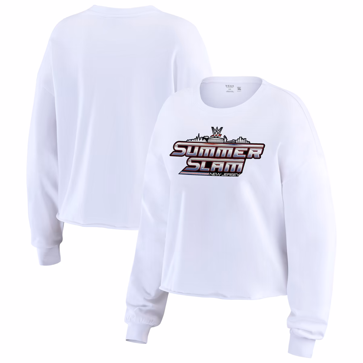 Women's WEAR by Erin Andrews White SummerSlam 2025 Cropped Long Sleeve T-Shirt 13 Women's WEAR by Erin Andrews White SummerSlam 2025 Cropped Long Sleeve T-Shirt