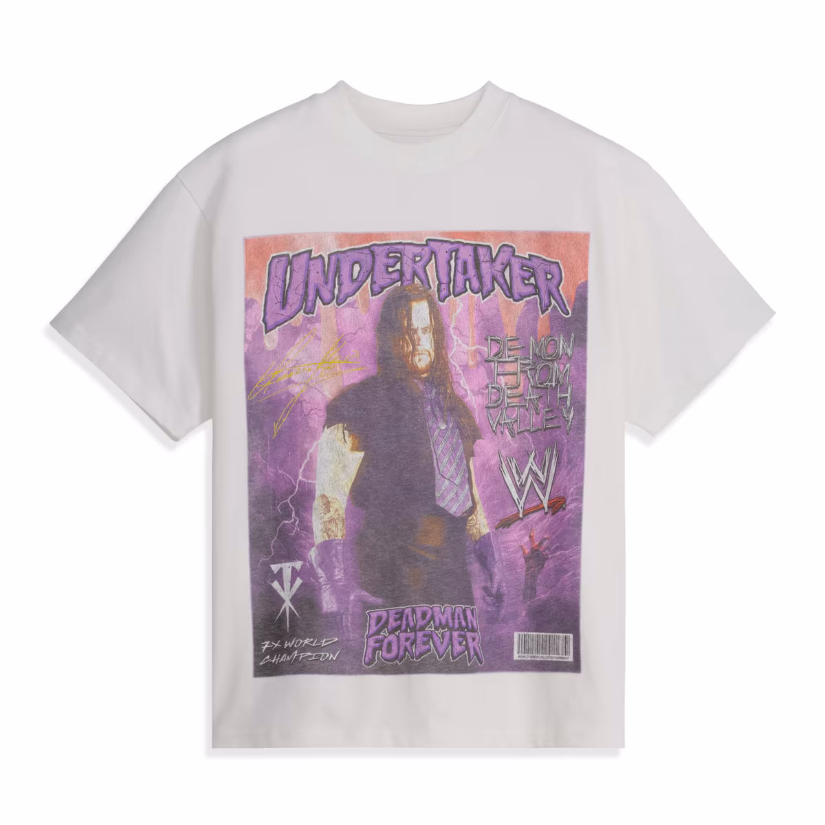 Men's White The Undertaker Magazine Cover Boxy T-Shirt