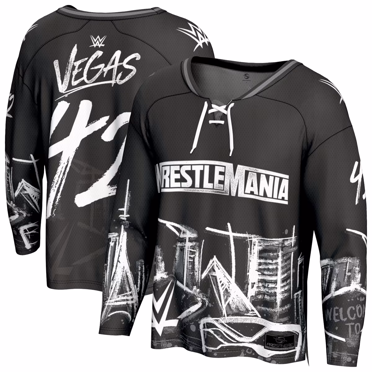 Youth ProSphere Black WrestleMania 42 Skyline Fashion Hockey Jersey 1 Youth ProSphere Black WrestleMania 42 Skyline Fashion Hockey Jersey