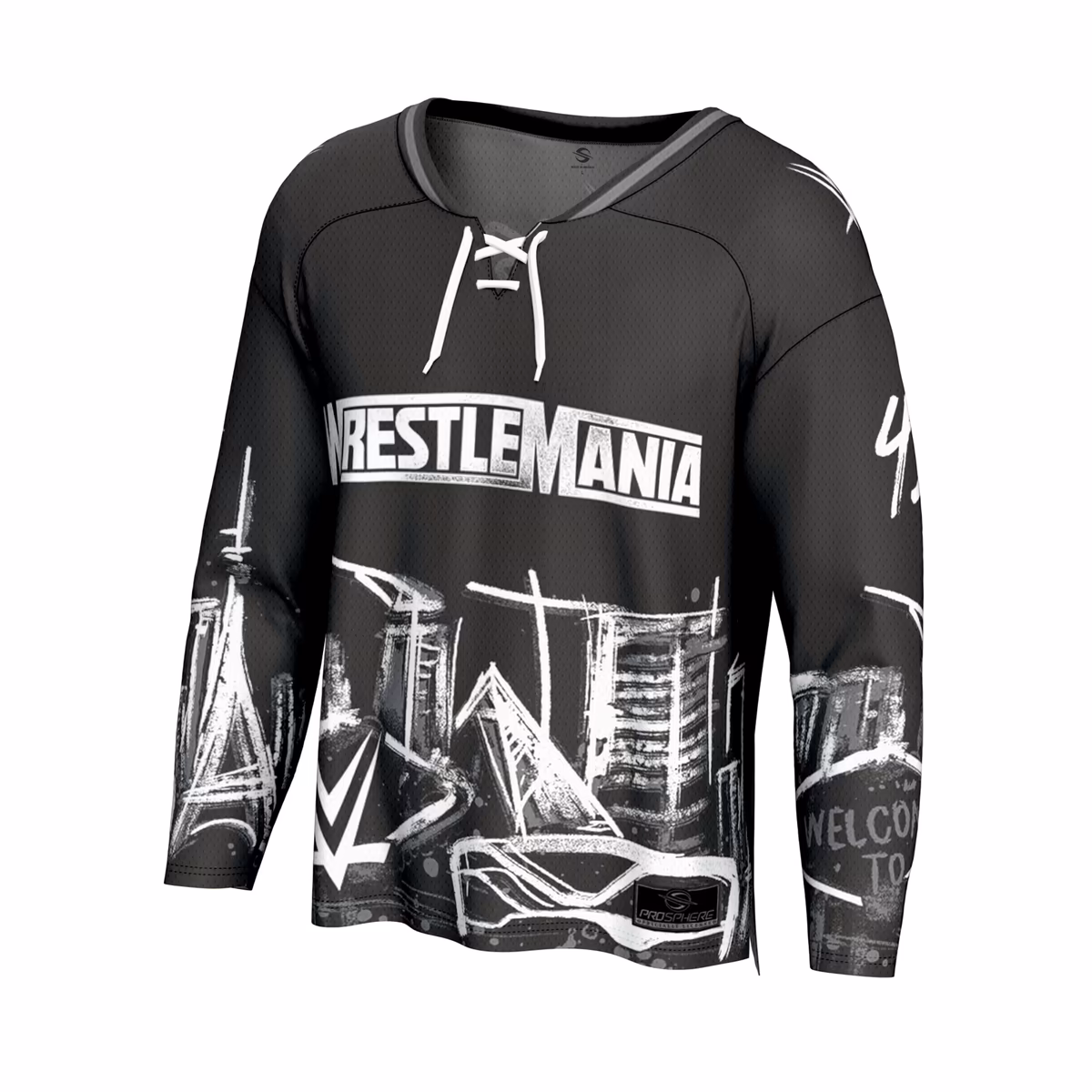 Youth ProSphere Black WrestleMania 42 Skyline Fashion Hockey Jersey 3 Youth ProSphere Black WrestleMania 42 Skyline Fashion Hockey Jersey