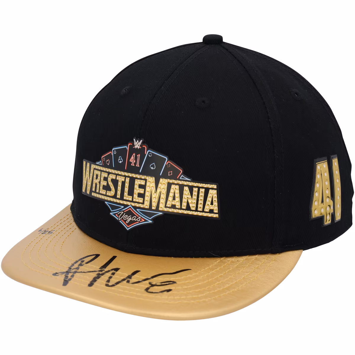 Rhea Ripley WWE Autographed WrestleMania 41 Gold Brim Snapback Cap - Limited Edition of 25 1 Rhea Ripley WWE Autographed WrestleMania 41 Gold Brim Snapback Cap - Limited Edition of 25