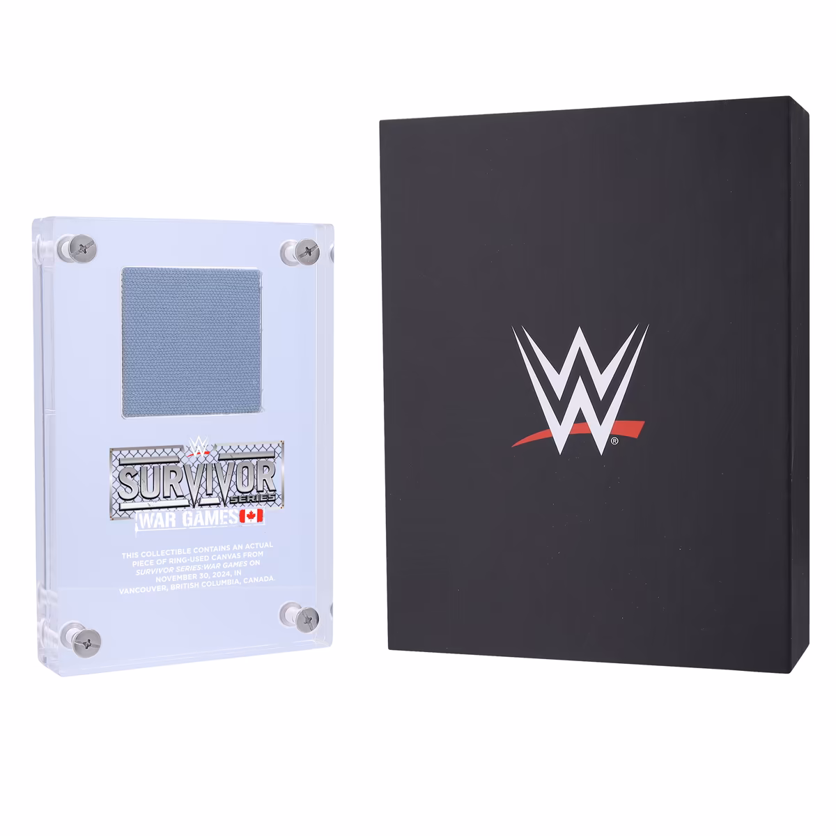2024 WWE Survivor Series Acrylic Display Case with a Piece of Match-Used Canvas