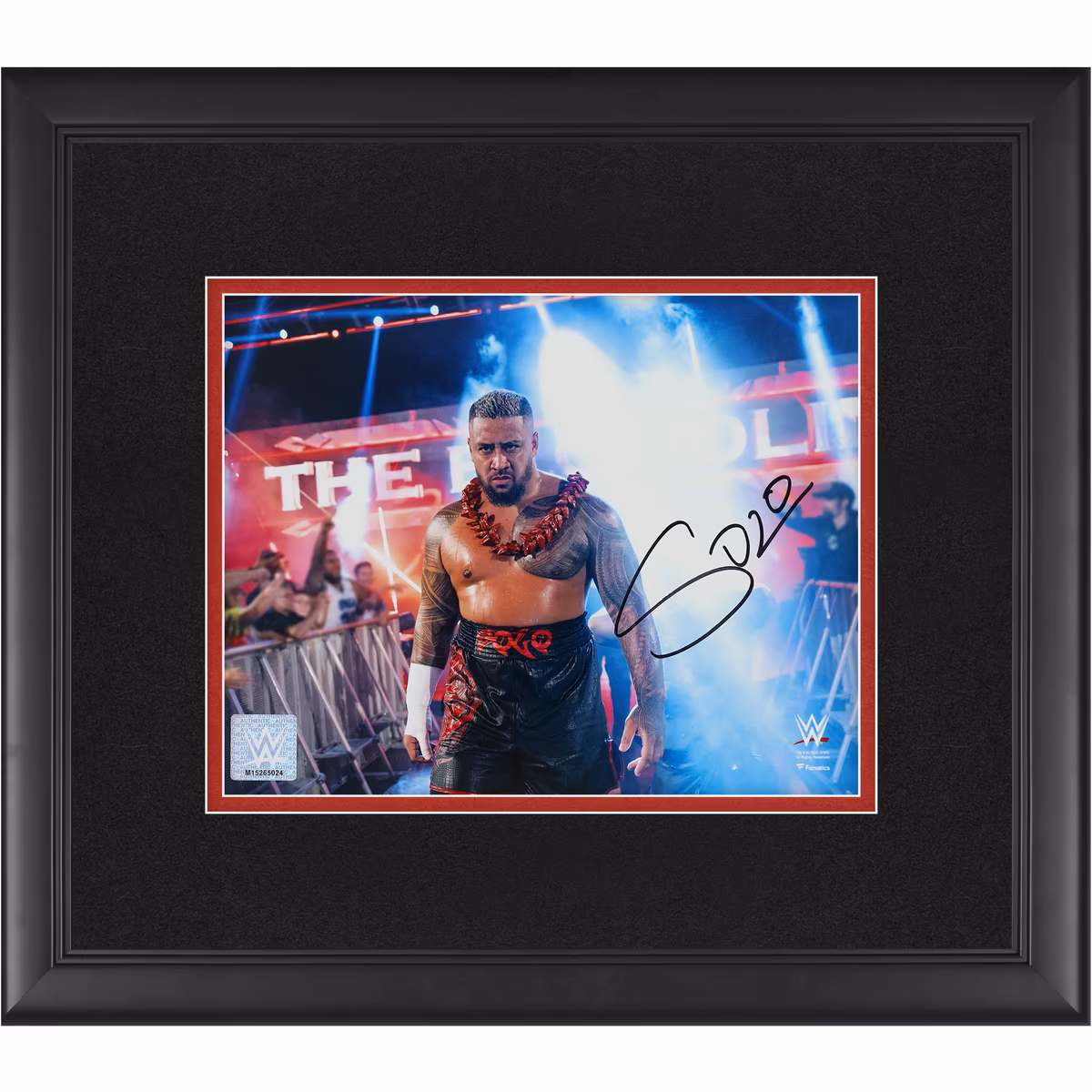 Solo Sikoa WWE Autographed Framed 8" x 10" Entrance Wearing Ula Fala Photograph 3 Solo Sikoa WWE Autographed Framed 8" x 10" Entrance Wearing Ula Fala Photograph