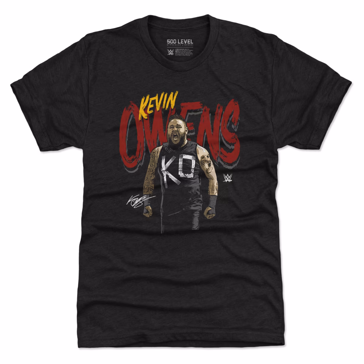Men's 500 Level Heather Black Kevin Owens Grunge Name Tri-Blend T-Shirt 9 Men's 500 Level Heather Black Kevin Owens Grunge Name Tri-Blend T-Shirt
