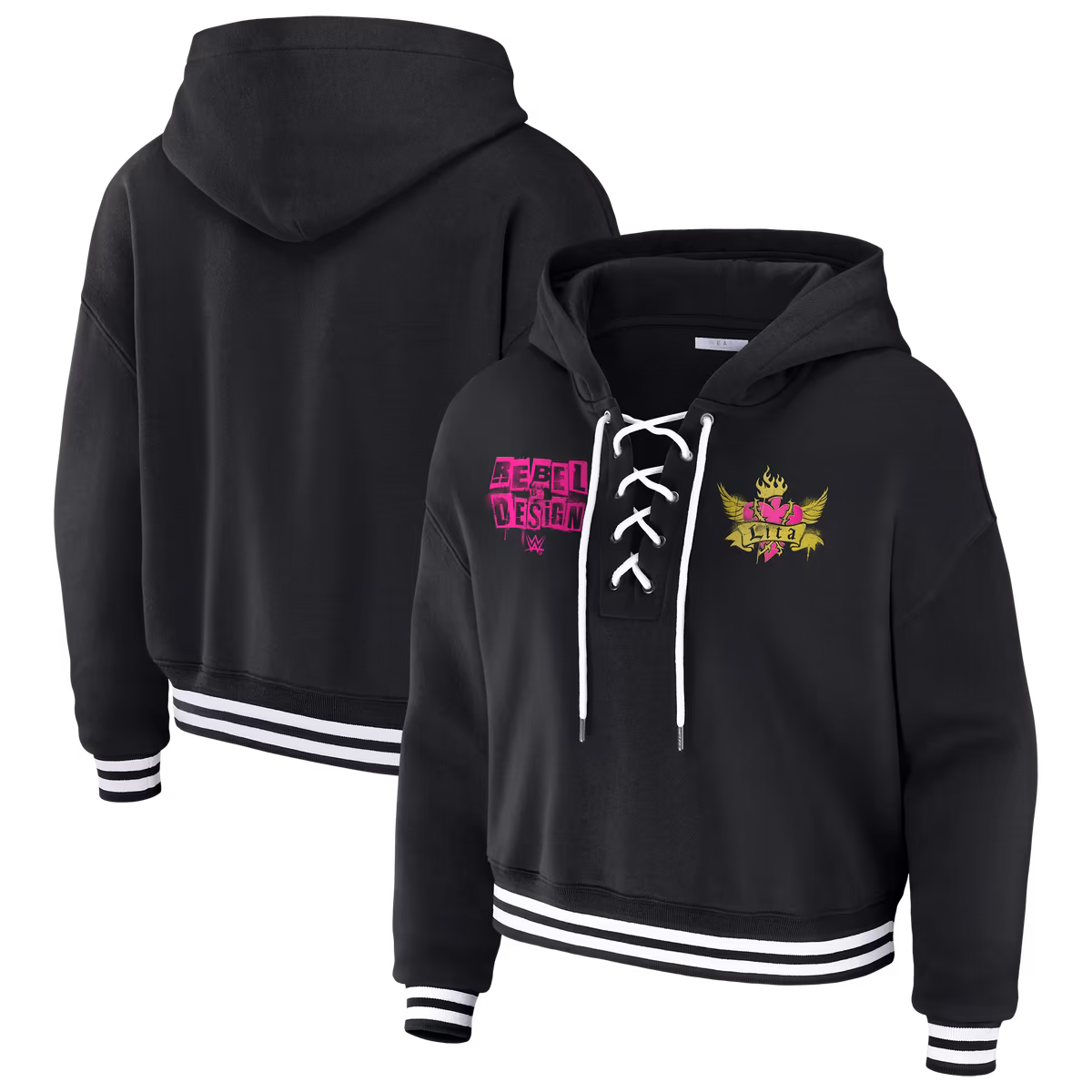 Women's WEAR by Erin Andrews Black Lita Lace-Up Hoodie