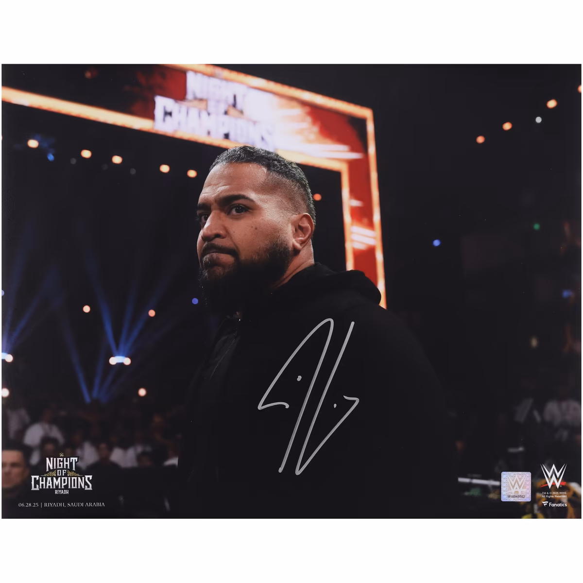 Tonga Loa WWE Autographed 16" x 20" 2025 Night Of Champions Return Photograph