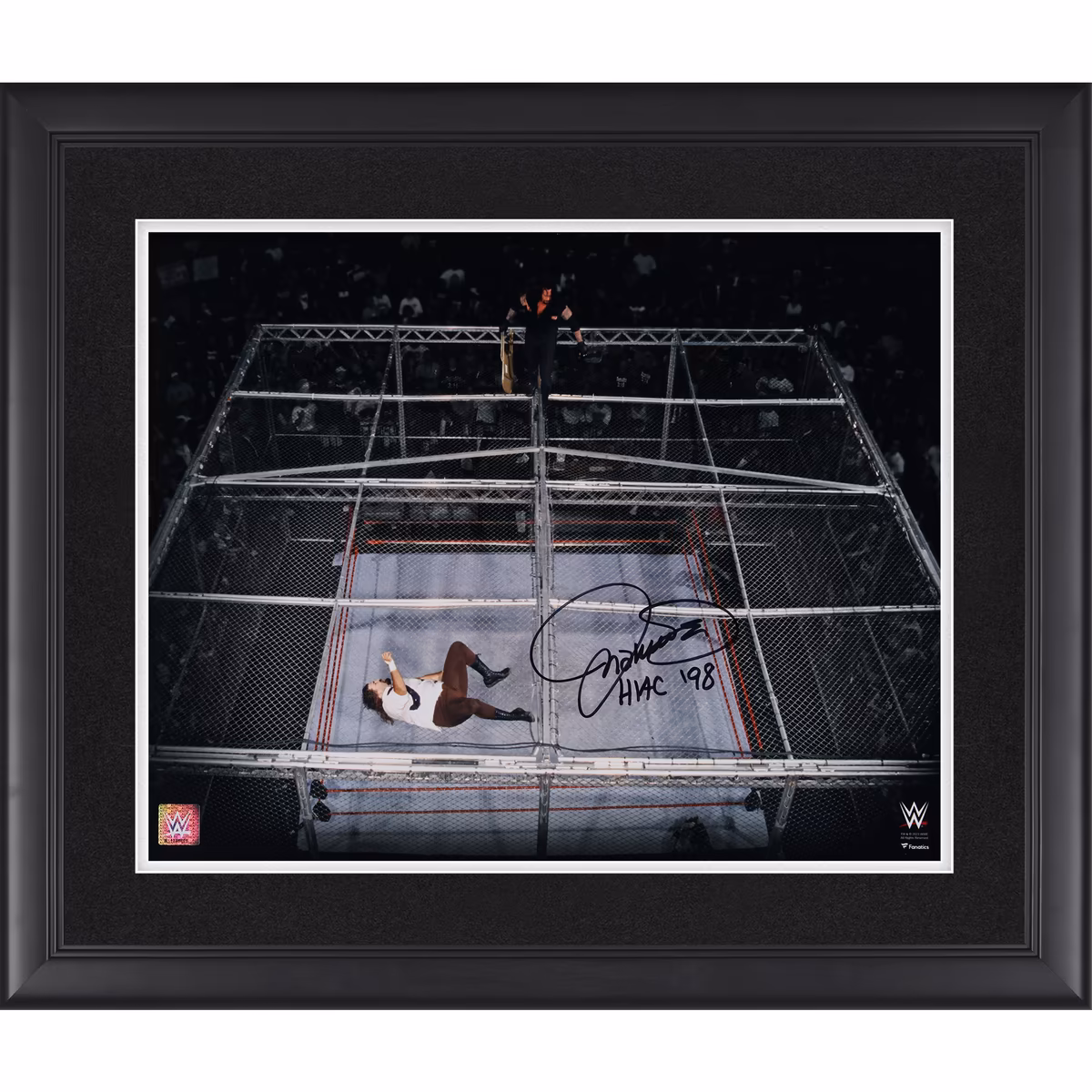 Mankind WWE Autographed Framed 16" x 20" Hell In A Cell Photograph with "HIAC '98" Inscription 2 Mankind WWE Autographed Framed 16" x 20" Hell In A Cell Photograph with "HIAC '98" Inscription