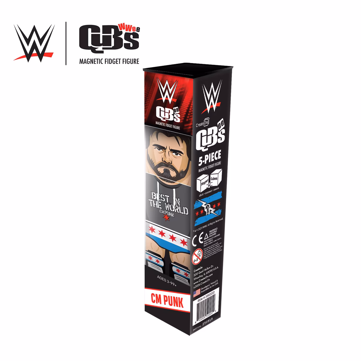 CM Punk Chi-Town Magnetic QuBee Fidget Figure 5 CM Punk Chi-Town Magnetic QuBee Fidget Figure