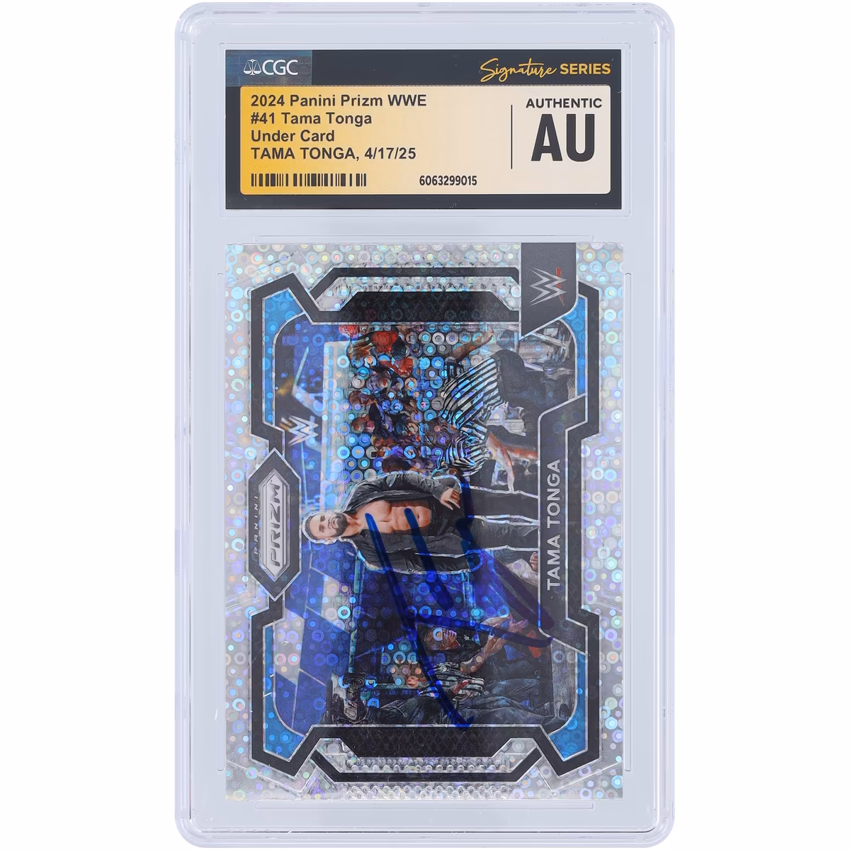 Tama Tonga WWE Autographed 2024 Panini Prizm Under Card Prizm #41 CGC Authenticated Card