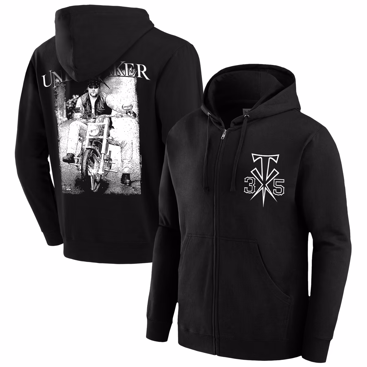 Men's Black The Undertaker 35 Years Biker Photo Full-Zip Hoodie 11 Men's Black The Undertaker 35 Years Biker Photo Full-Zip Hoodie