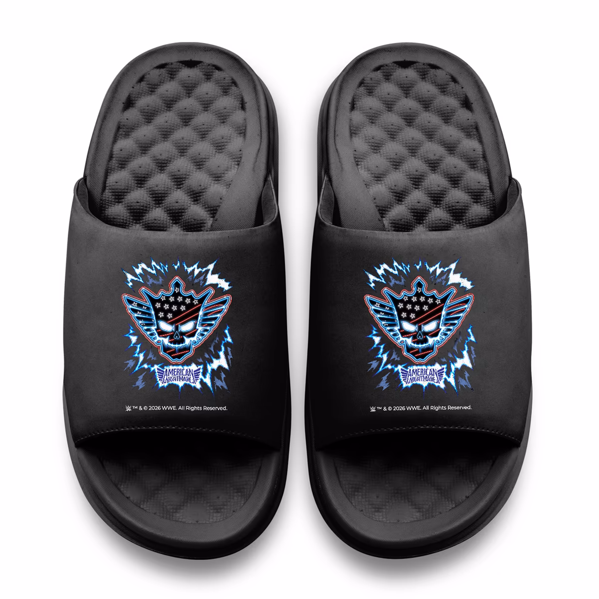 Unisex ISlide Cody Rhodes Black WWE Electric Skull Motive Slide Sandals