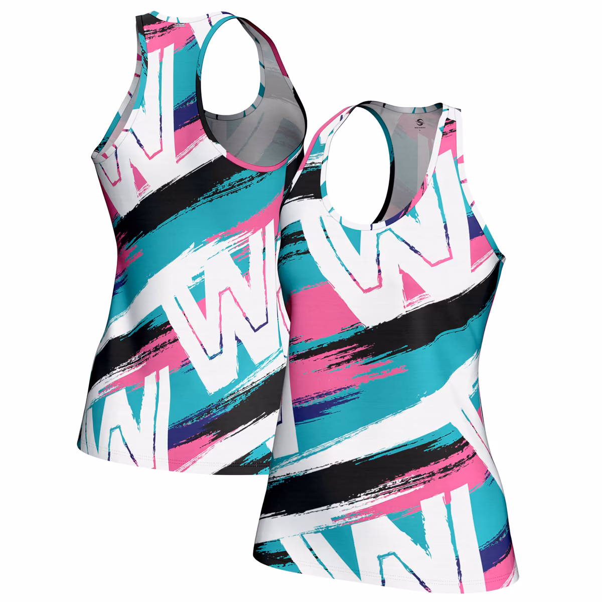 Women's ProSphere White WWE 90s Jazz Cup Racerback Tank Top 2 Women's ProSphere White WWE 90s Jazz Cup Racerback Tank Top