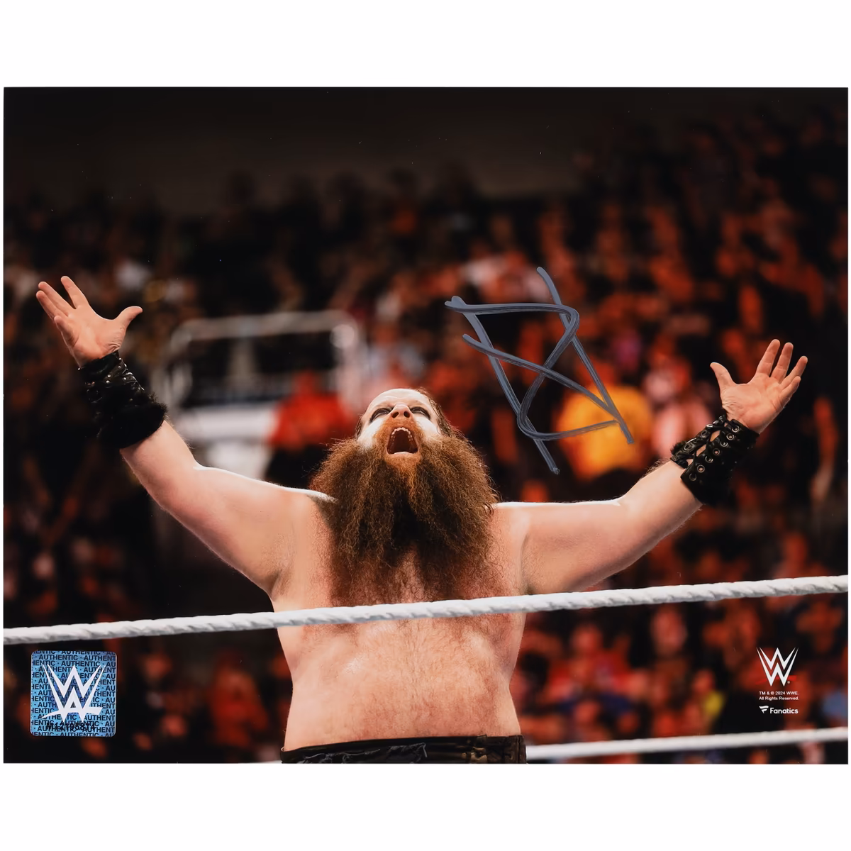 Ivar WWE Autographed 8" x 10" In Ring Arms Out Photograph