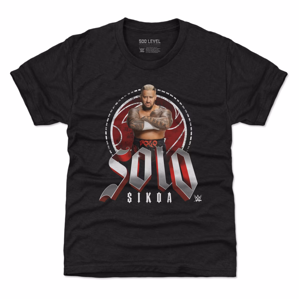 Youth 500 Level Heather Black Solo Sikoa Tribal T-Shirt 3 Youth 500 Level Heather Black Solo Sikoa Tribal T-Shirt