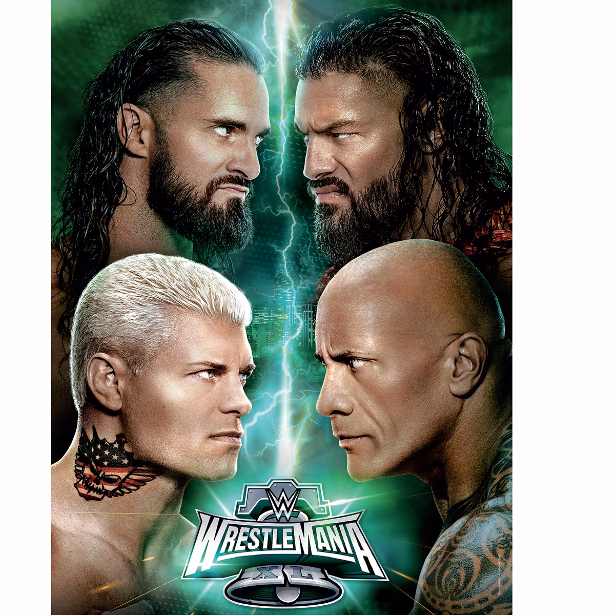 WWE WrestleMania 40 18" x 24" Night 1 Main Event Match-Up Graphic Photograph 9 WWE WrestleMania 40 18" x 24" Night 1 Main Event Match-Up Graphic Photograph