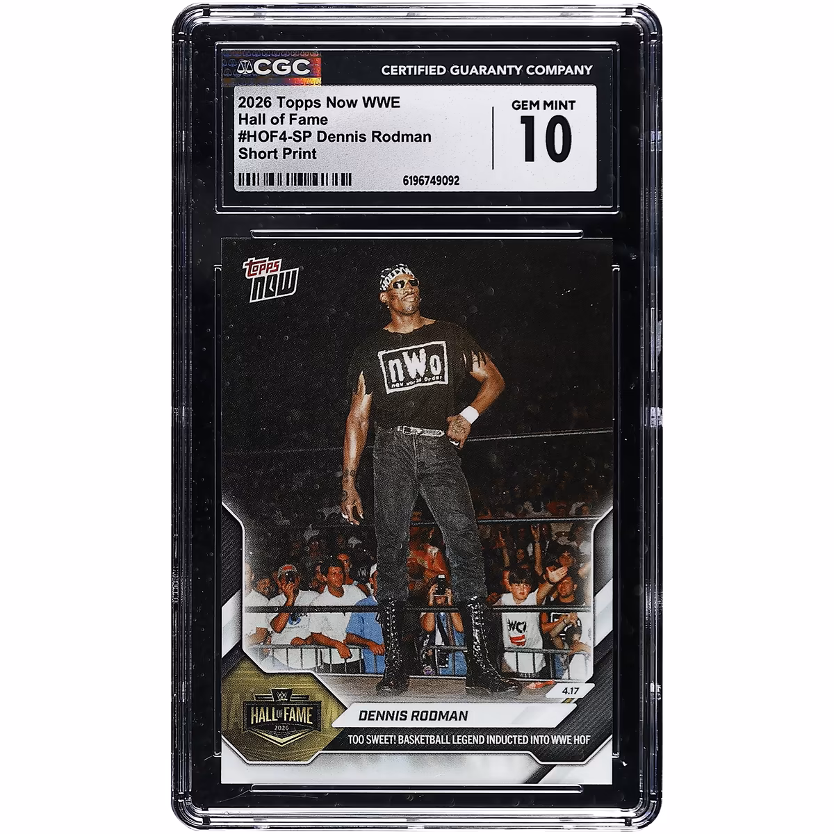 Dennis Rodman 2026 Topps Now WWE Hall of Fame Short Print #HOF4-SP CGC Authenticated GEM MINT 10 Card 2 Dennis Rodman 2026 Topps Now WWE Hall of Fame Short Print #HOF4-SP CGC Authenticated GEM MINT 10 Card