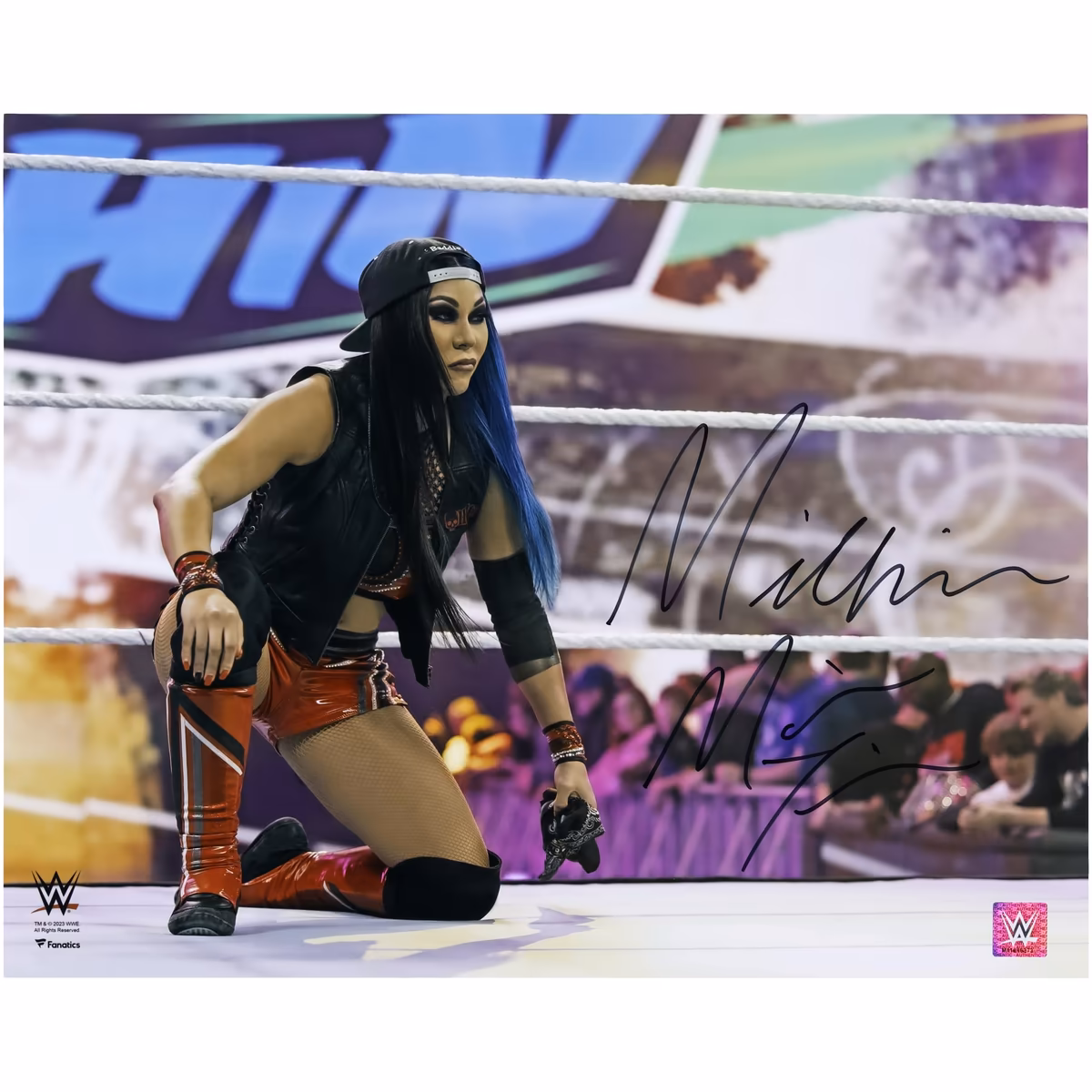Michin WWE Autographed 16" x 20" In Ring Kneeling Down Photograph