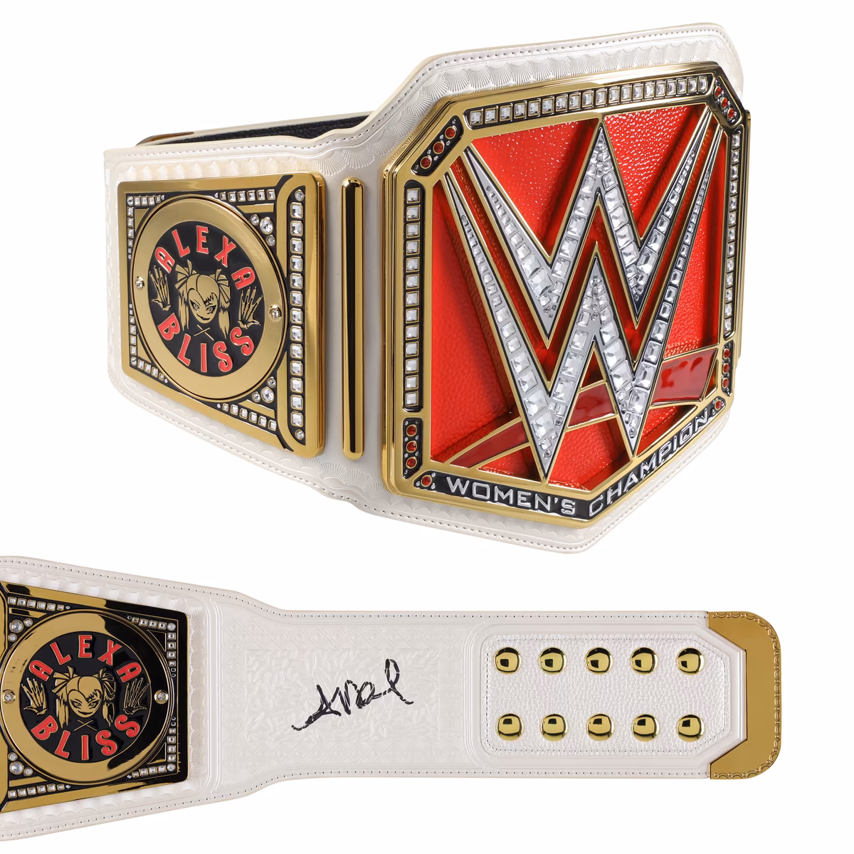 Alexa Bliss WWE Autographed Raw Women's Championship Replica Title Belt with Talent Side Plates