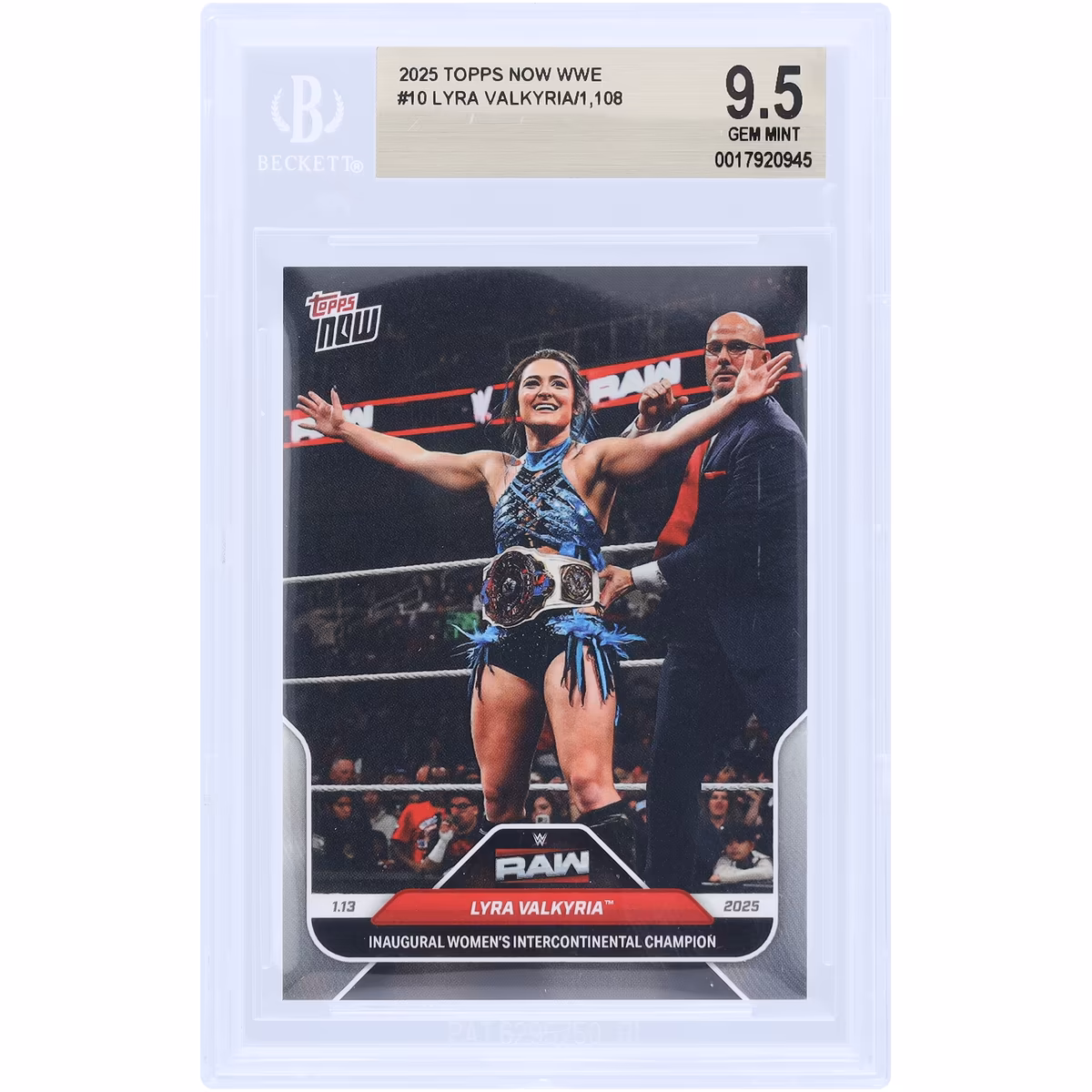 Lyra Valkyria WWE 2025 Topps Now Inaugural Women's Intercontinental Champion 01.13.25 #10 BGS Authenticated 9.5 Card 3 Lyra Valkyria WWE 2025 Topps Now Inaugural Women's Intercontinental Champion 01.13.25 #10 BGS Authenticated 9.5 Card