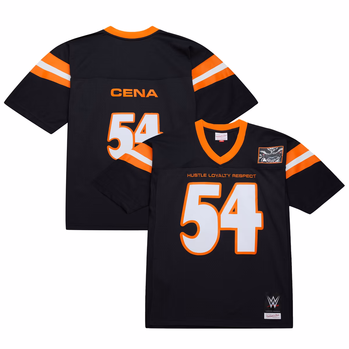 Men's Mitchell & Ness Black John Cena Hustle Loyalty Respect Legacy Football Jersey