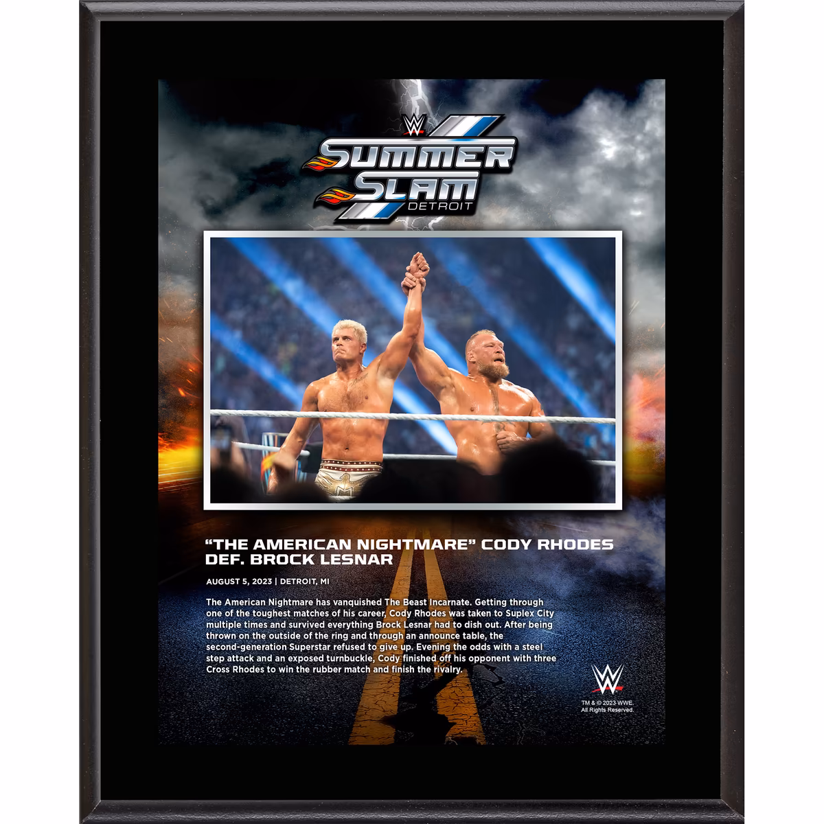 Cody Rhodes WWE 10.5" x 13" 2023 SummerSlam Sublimated Plaque