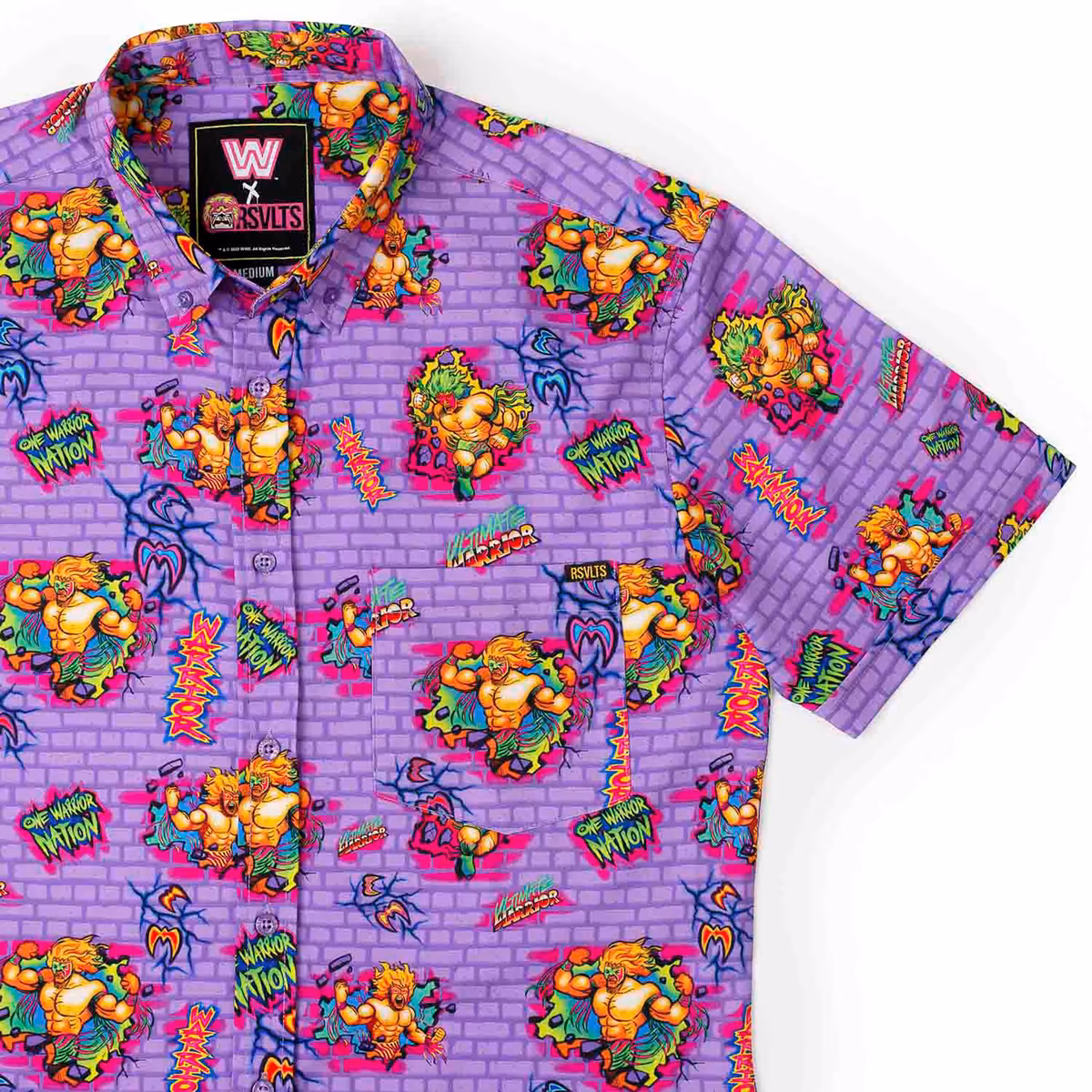 Men's RSVLTS Purple The Ultimate Warrior One Warrior Nation KUNUFLEX Button-Down Short Sleeve Shirt 3 Men's RSVLTS Purple The Ultimate Warrior One Warrior Nation KUNUFLEX Button-Down Short Sleeve Shirt