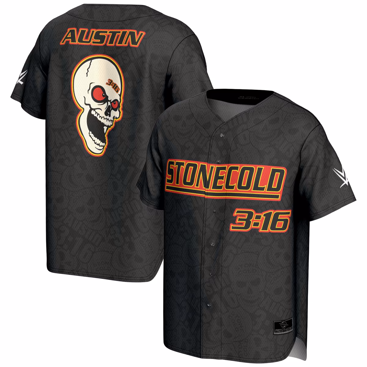 Men's ProSphere Black "Stone Cold" Steve Austin 3:16 Skull Fashion Baseball Jersey