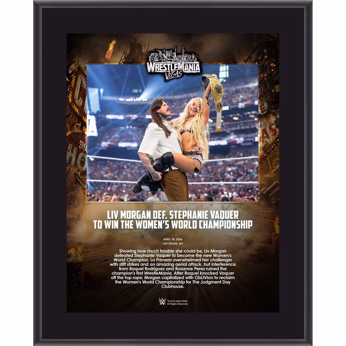 Liv Morgan WWE 10.5" x 13" WrestleMania 42 Night 1 Sublimated Plaque 3 Liv Morgan WWE 10.5" x 13" WrestleMania 42 Night 1 Sublimated Plaque