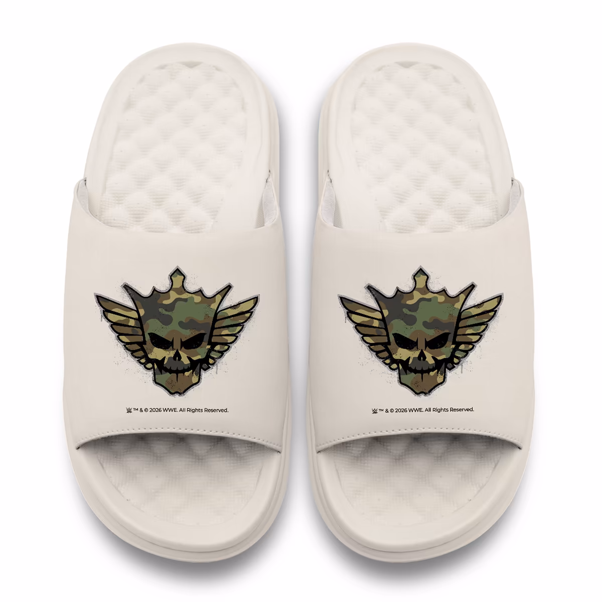 Unisex ISlide Cody Rhodes Cream WWE Camo Skull Motive Slide Sandals 1 Unisex ISlide Cody Rhodes Cream WWE Camo Skull Motive Slide Sandals