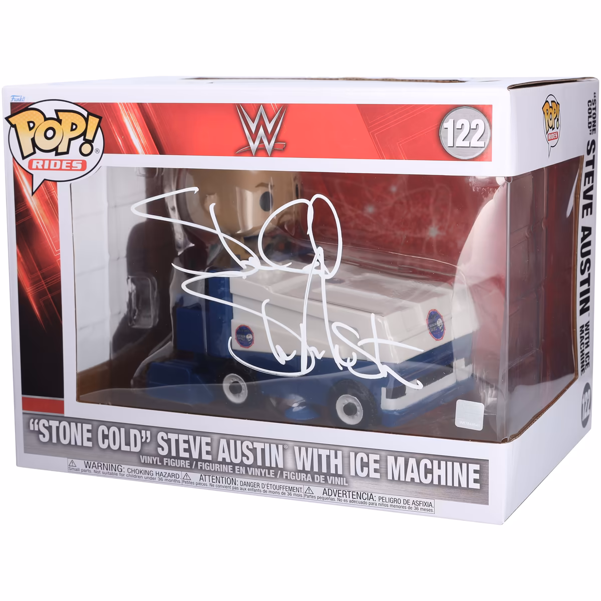 "Stone Cold" Steve Austin WWE Autographed Funko Pop! Rides Super Deluxe with Zamboni Machine Vinyl Figure