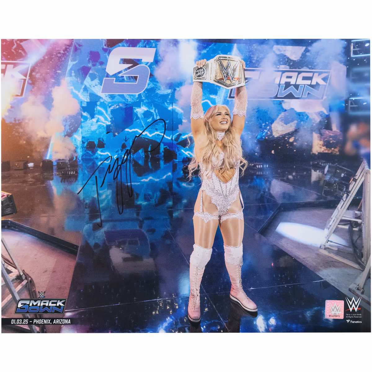 Tiffany Stratton WWE Autographed 16" x 20" Raising Title Photograph