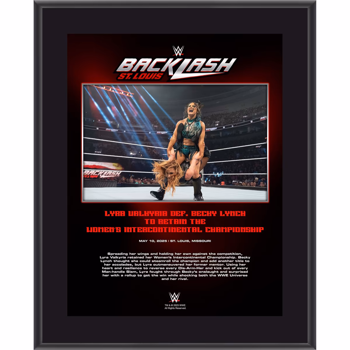 Lyra Valkyria WWE 10.5" x 13" 2025 Backlash Sublimated Plaque 1 Lyra Valkyria WWE 10.5" x 13" 2025 Backlash Sublimated Plaque