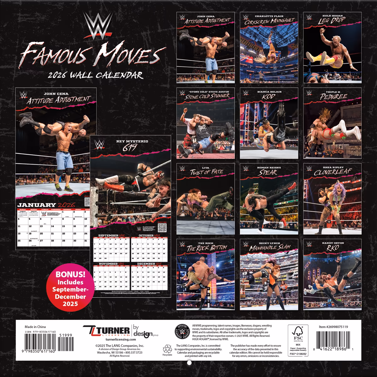 WWE Famous Moves 16-Month 2026 Wall Calendar 2 WWE Famous Moves 16-Month 2026 Wall Calendar