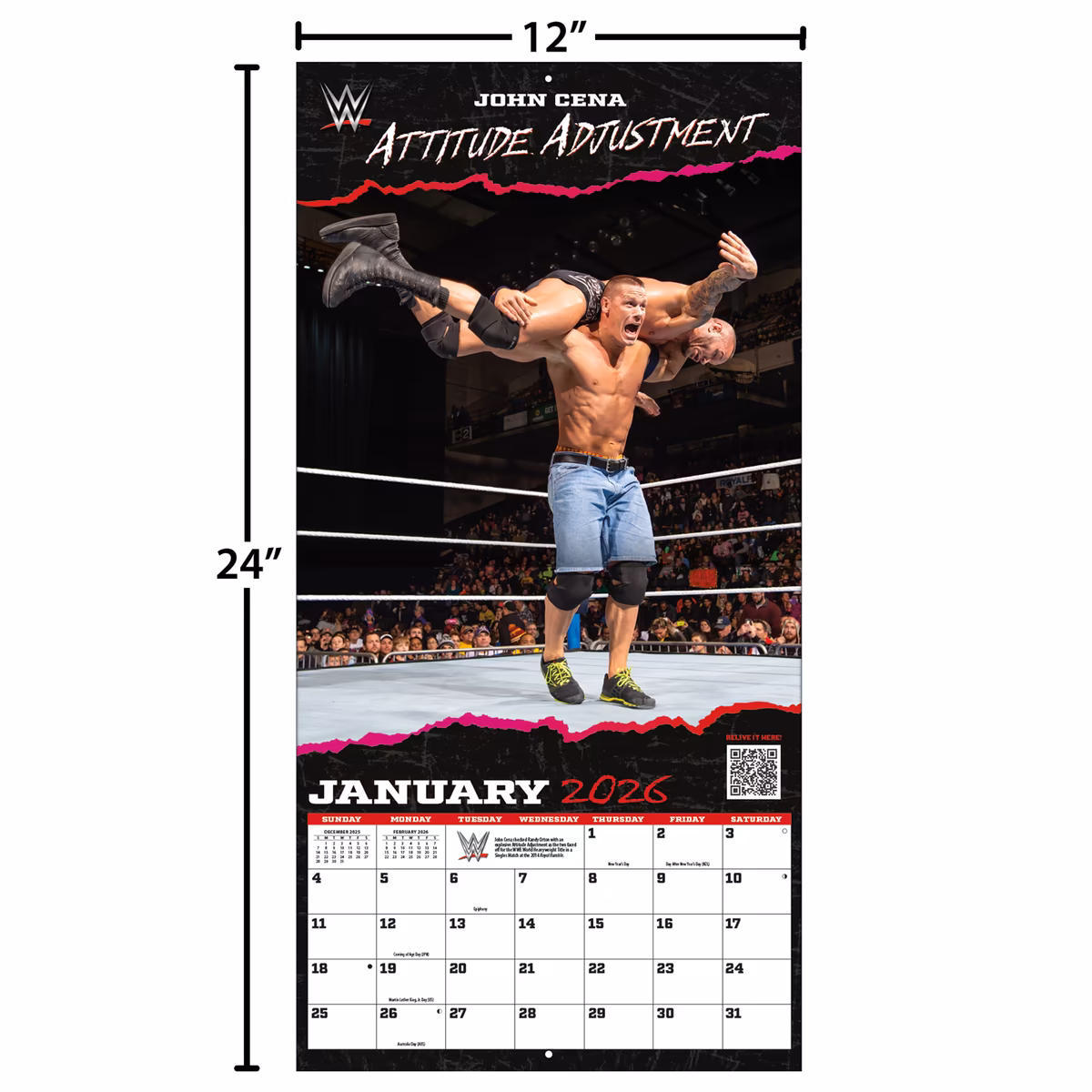 WWE Famous Moves 16-Month 2026 Wall Calendar 3 WWE Famous Moves 16-Month 2026 Wall Calendar