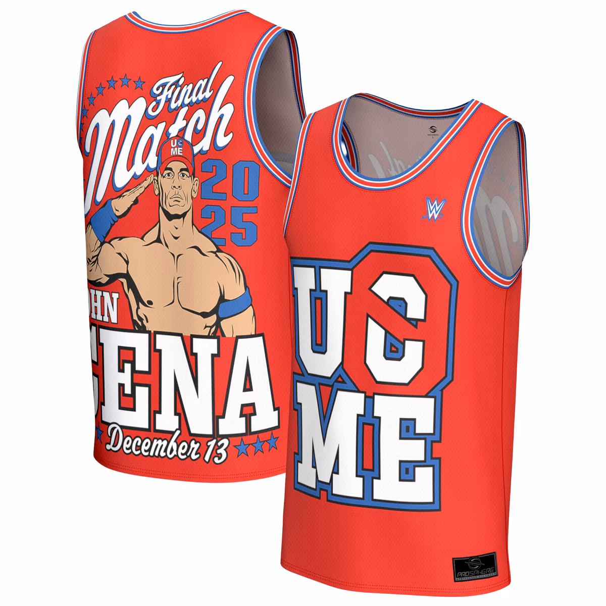 Men's ProSphere Red John Cena Final Match Fashion Basketball Jersey 2 Men's ProSphere Red John Cena Final Match Fashion Basketball Jersey