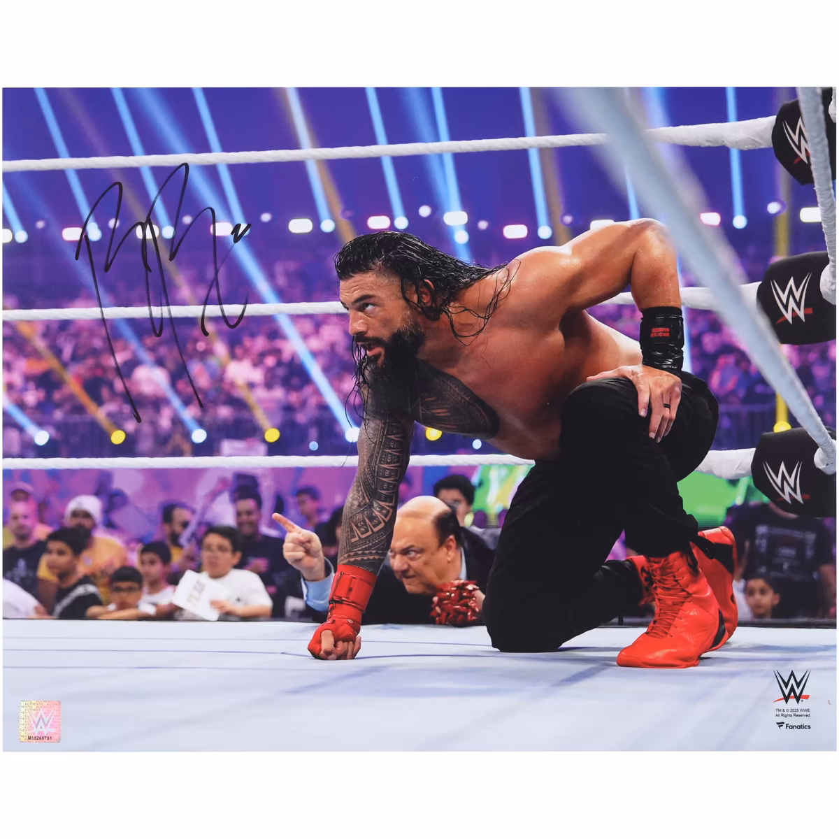 Roman Reigns WWE Autographed 16" x 20" Superman Punch Precursor Photograph 2 Roman Reigns WWE Autographed 16" x 20" Superman Punch Precursor Photograph
