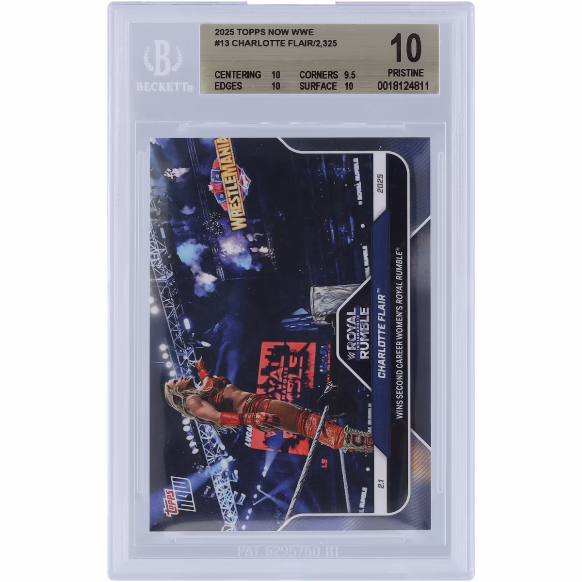 Charlotte Flair WWE 2025 Topps Now Wins Second Career Women's Royal Rumble #13 BGS Authenticated 10 Card - 10,9.5,10,10 Subgrades 1 Charlotte Flair WWE 2025 Topps Now Wins Second Career Women's Royal Rumble #13 BGS Authenticated 10 Card - 10,9.5,10,10 Subgrades