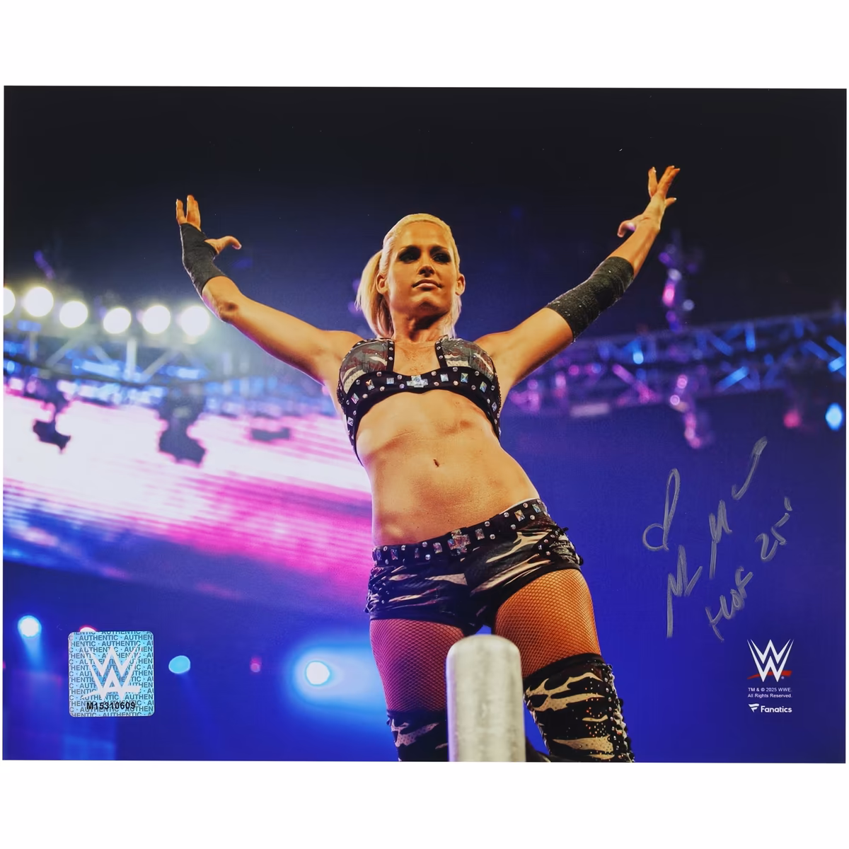 Michelle McCool WWE Autographed 8" x 10" Standing on Ropes Photograph with "HOF 25" Inscription
