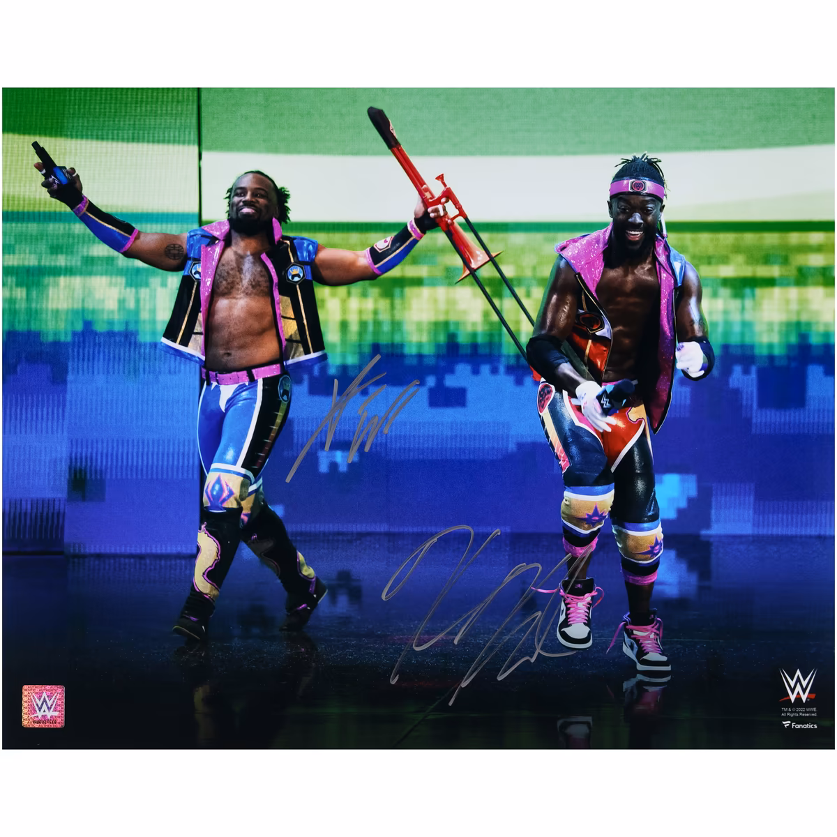 Xavier Woods & Kofi Kingston WWE Multi-Signed 16" x 20" Entrance Photograph