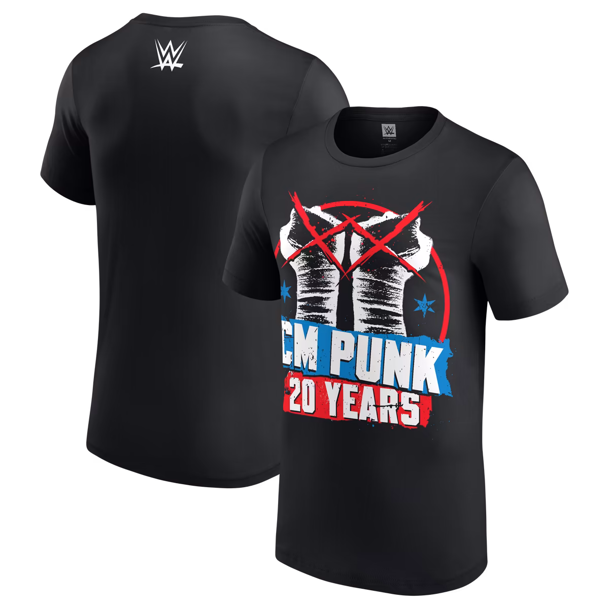 Men's Black CM Punk 20 Years Fists T-Shirt 8 Men's Black CM Punk 20 Years Fists T-Shirt