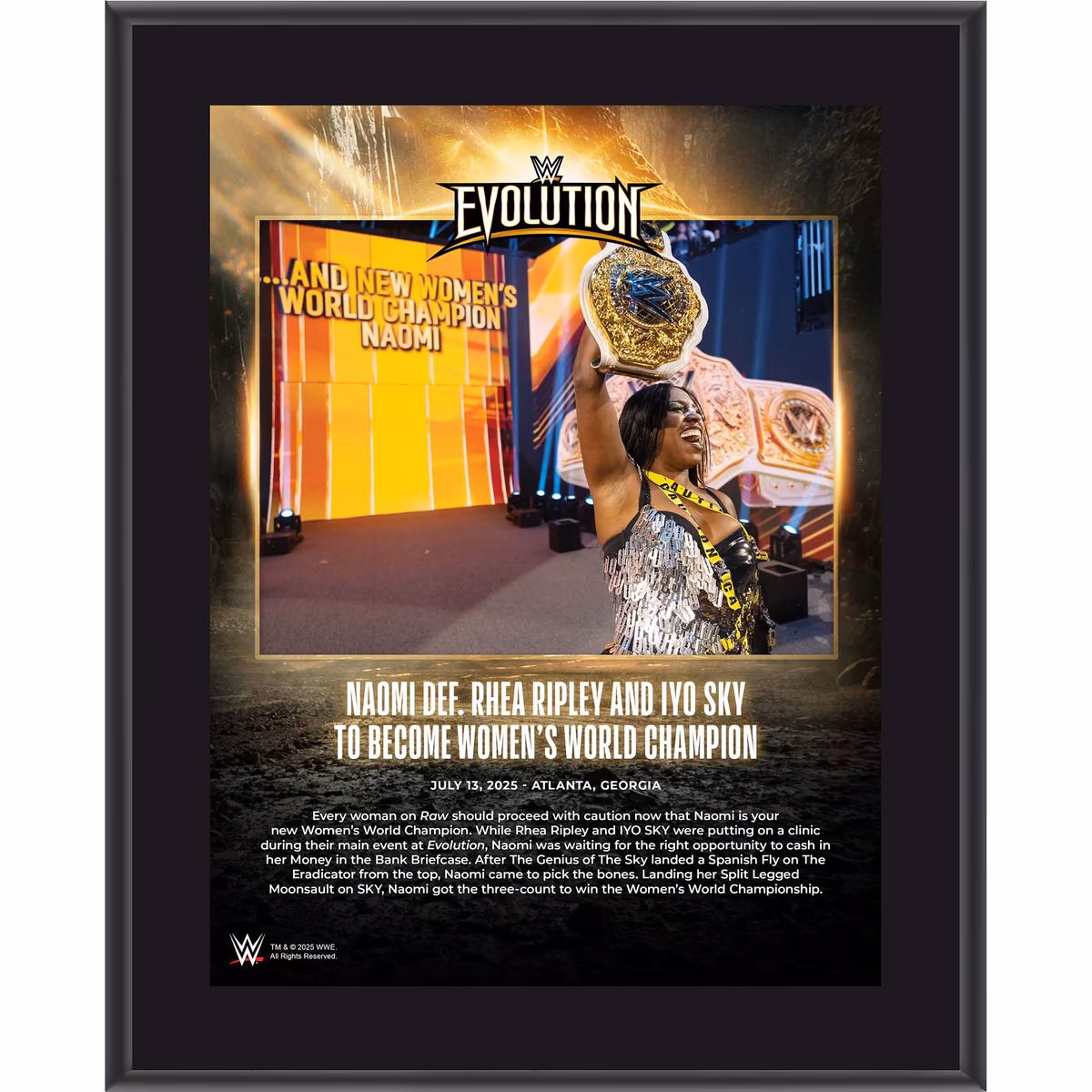 Naomi WWE 10.5" x 13" Evolution 2025 Sublimated Plaque